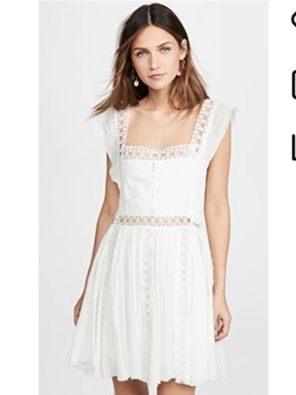 Free people Verona White Lace Trim Square-Neck Mini Dress - Picture 5 of 12